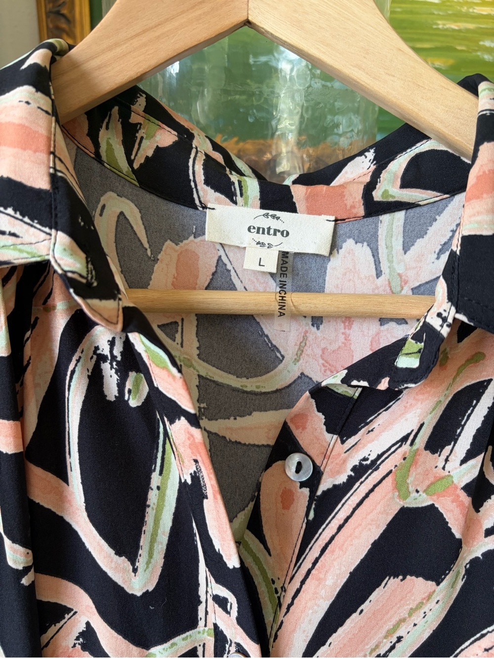 entro Black Midi Dress with Pink Brushstroke Print - Picture 5 of 8
